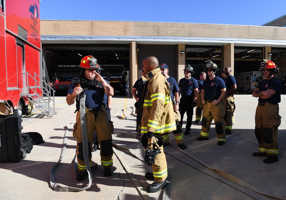 AEDC commander gets up-close look at firefighting training