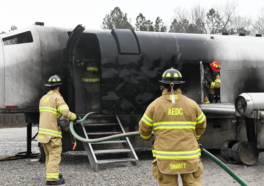 AEDC commander gets up-close look at firefighting training