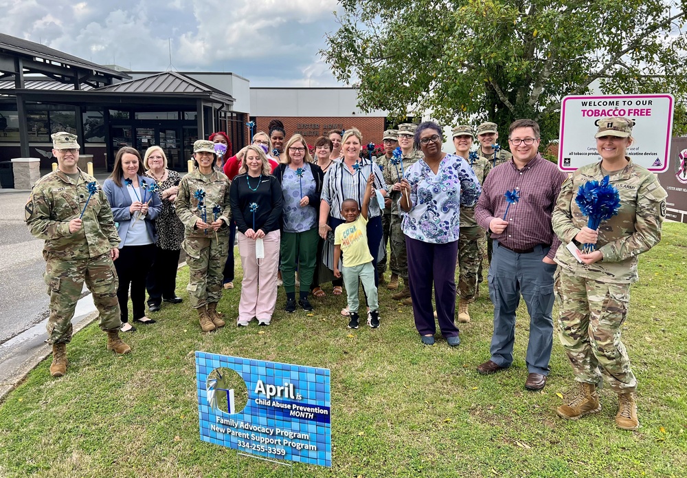 Lyster plants pinwheels for Child Abuse Prevention Month