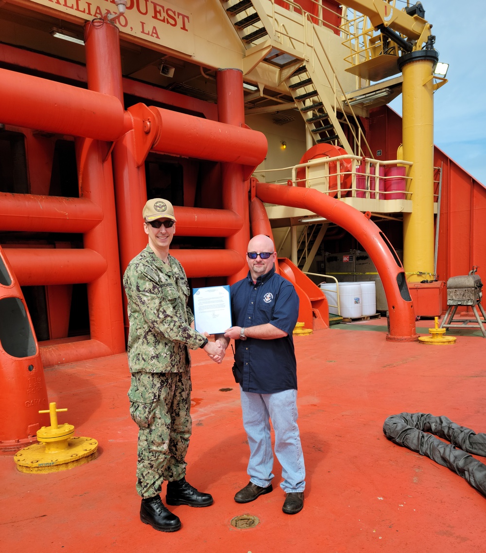 Supply Super Vessel Receives Letter of Appreciation for Towing Excellence at Sea