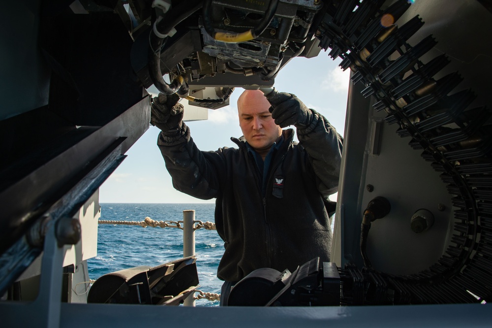Sailors Work on the Fantail of USS Carl Vinson (CVN70)