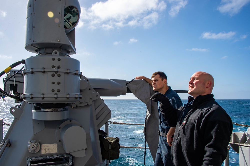 Sailors Work on the Fantail of USS Carl Vinson (CVN70)