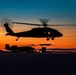 Black Hawks taking off into the sunset