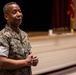 Col. Michael L. Brooks speaks to Navy-Marine Corps Relief Society representatives