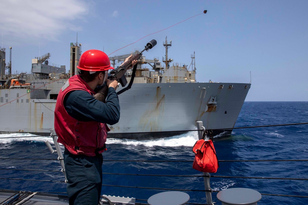 Decatur Replenishment-at-Sea with USNS Washington Chambers