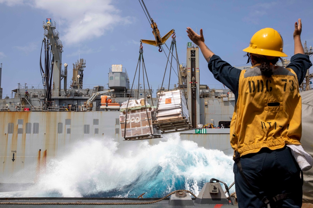 Decatur Replenishment-at-Sea with USNS Washington Chambers