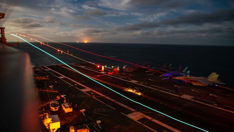 Sailors Work on the Fantail of USS Carl Vinson (CVN70)