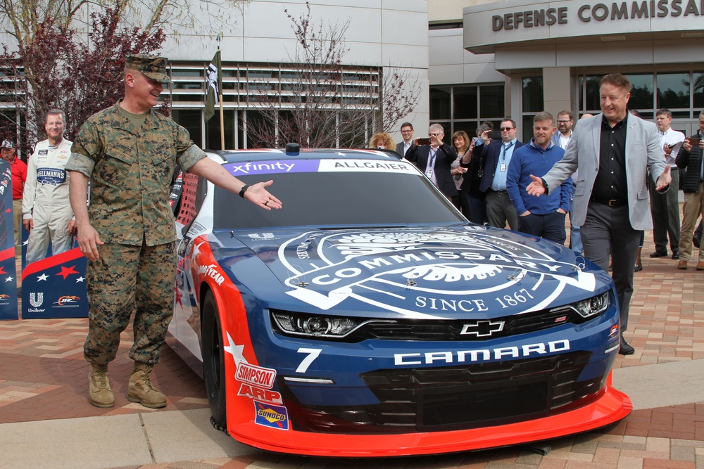 Commissaries spotlighted as JR Motorsports unveils DeCA logo on racing car