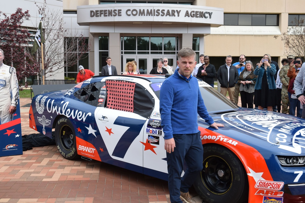 Commissaries spotlighted as JR Motorsports unveils DeCA logo on racing car