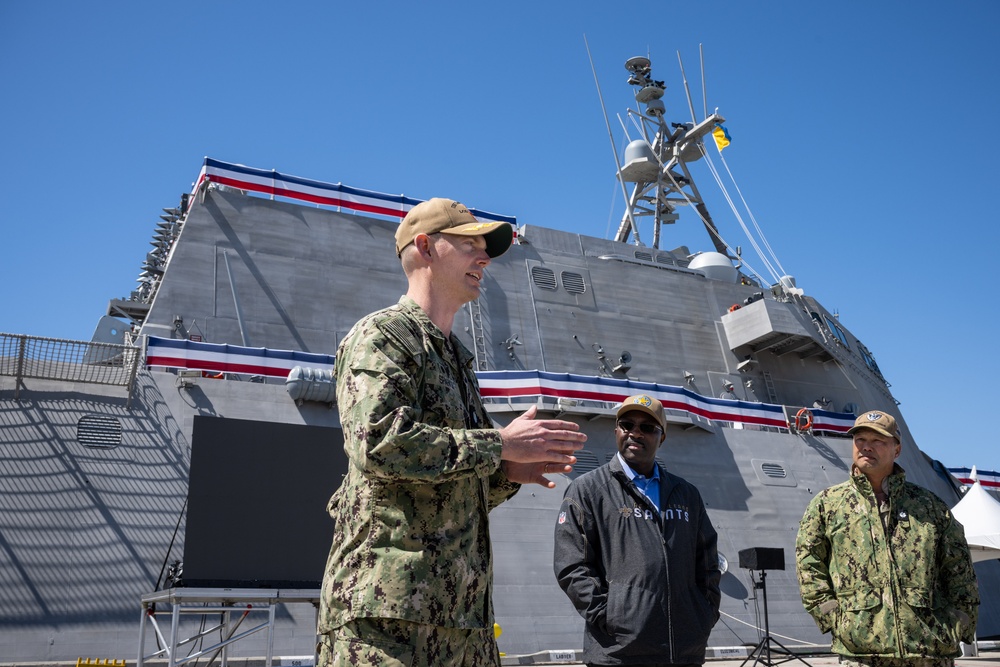 Distinguished Visitors Tour USS Santa Barbara (LCS 32) at Naval Base Ventura County