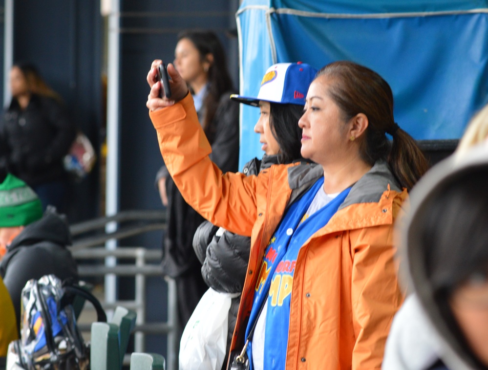 Dancers rehearse choreography as part of the Filipino-American Heritage Night at the Norfolk Tides stadium