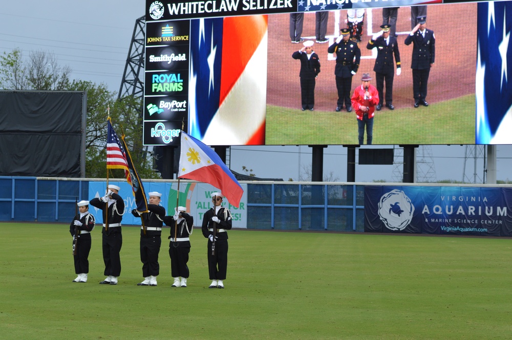 Sailors from Naval Medical Center Portsmouth comprise an all Filipino-American colorguard