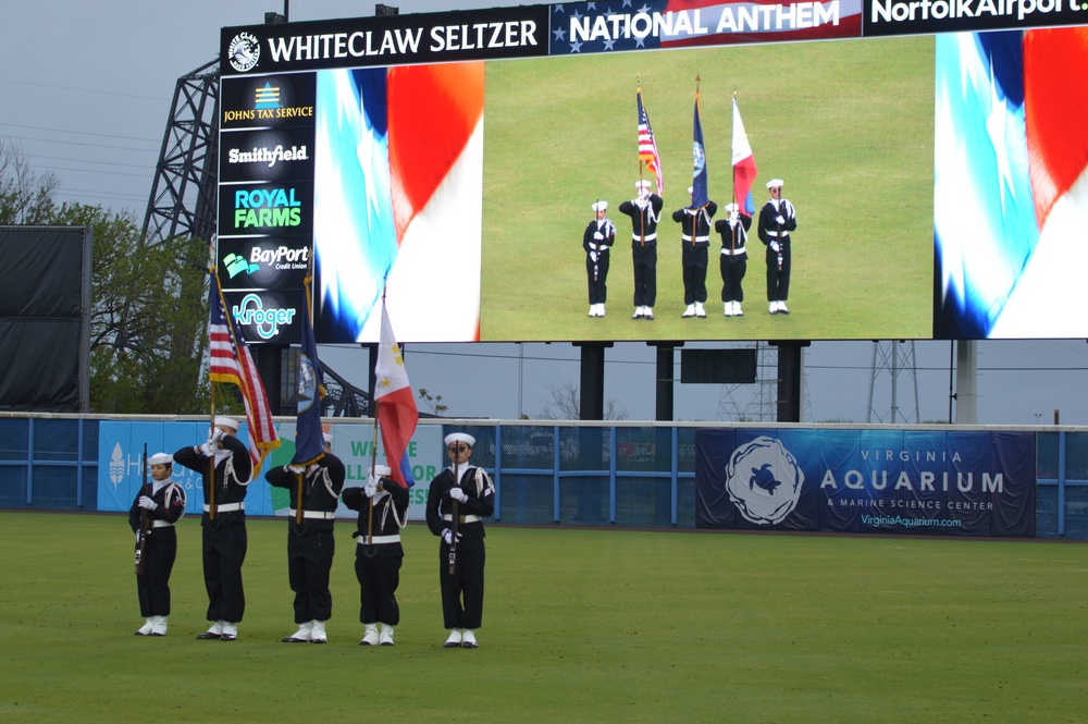 Filipino-American Sailors from Naval Medical Center-Portsmouth present the colors