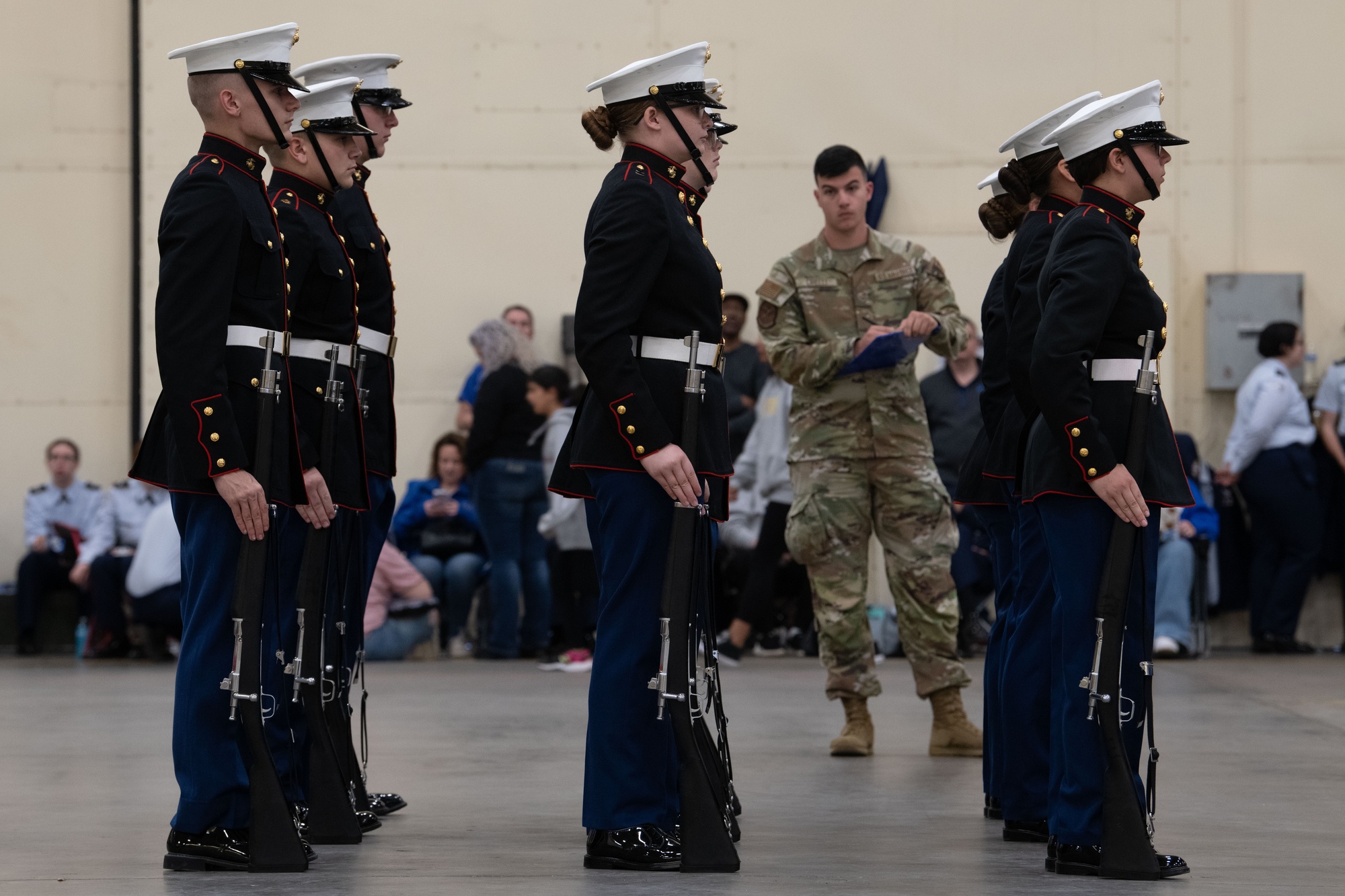 junior rotc cadets exhibit drill and rifle skills