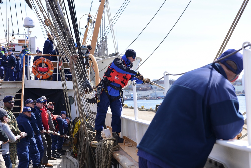 USCGC Eagle personnel prepare Coast Guard's training cutter for departure