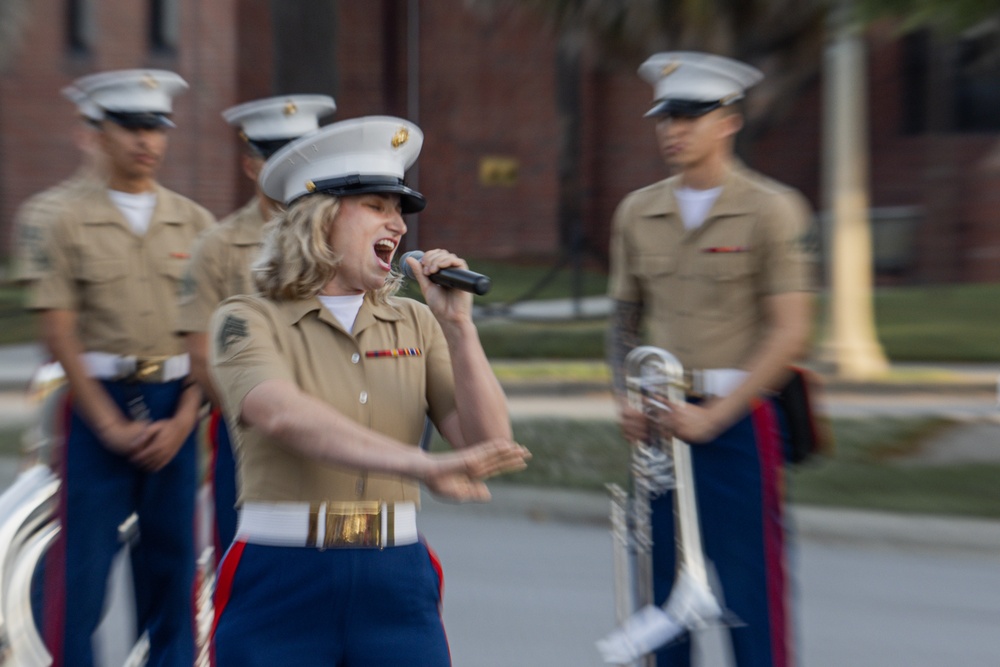 MCAS Beaufort Marines awarded during MCRD PI morning colors