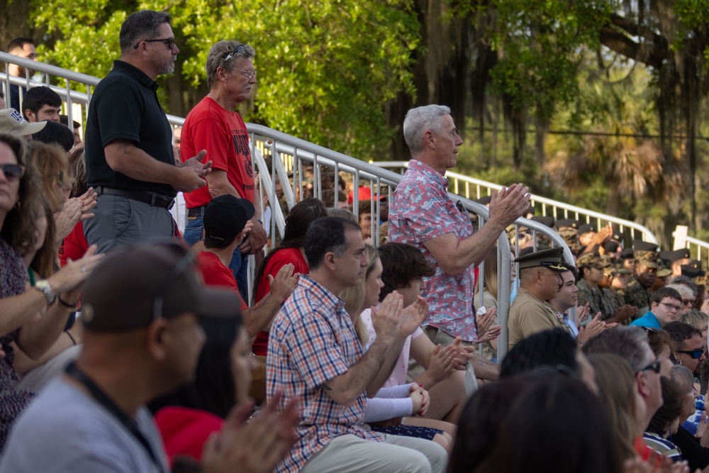 MCAS Beaufort Marines awarded during MCRD PI morning colors