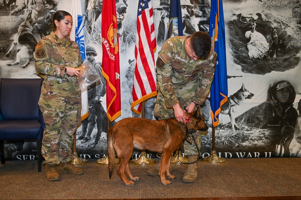 Security Forces Military Working Dog K9 Mika Retires 10 April 2023 JBSA-Lackland