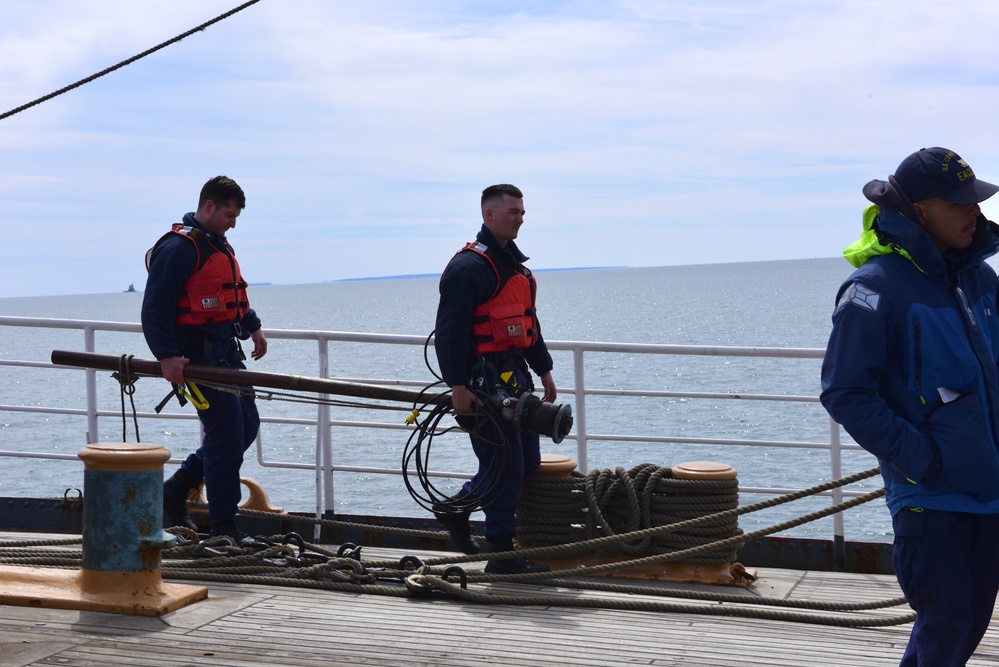 USCGC Eagle gets underway after departing home port