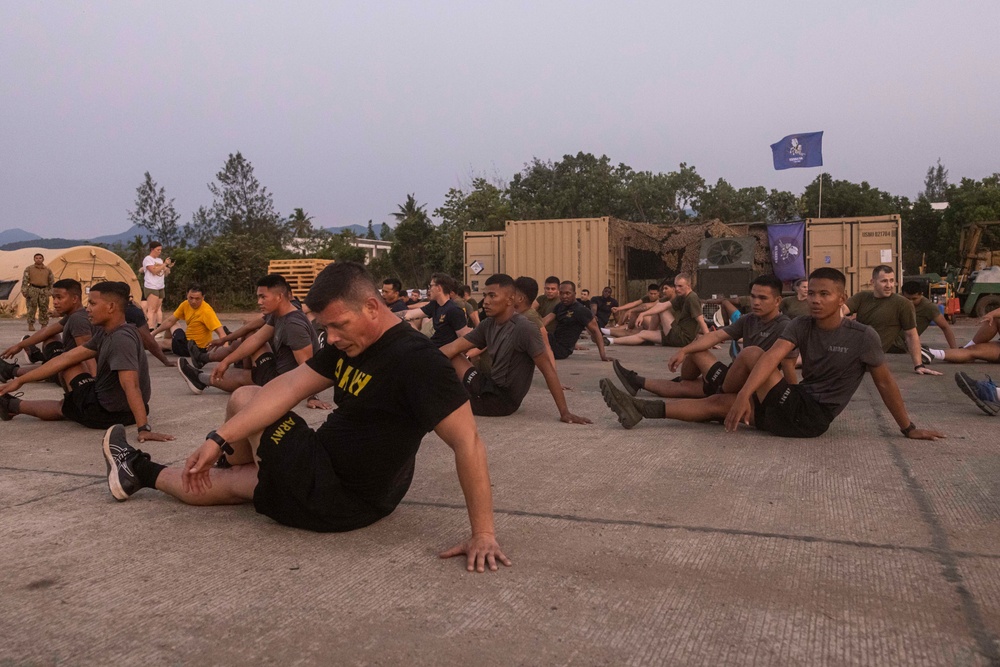 U.S. Military Forces and Philippine Army Conduct Physical Training Together in Preparation for Balikatan 23