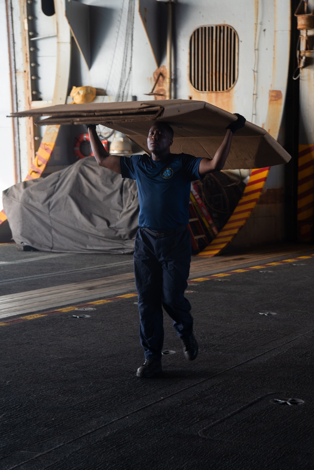 U.S. Navy Sailor Carries Boxes