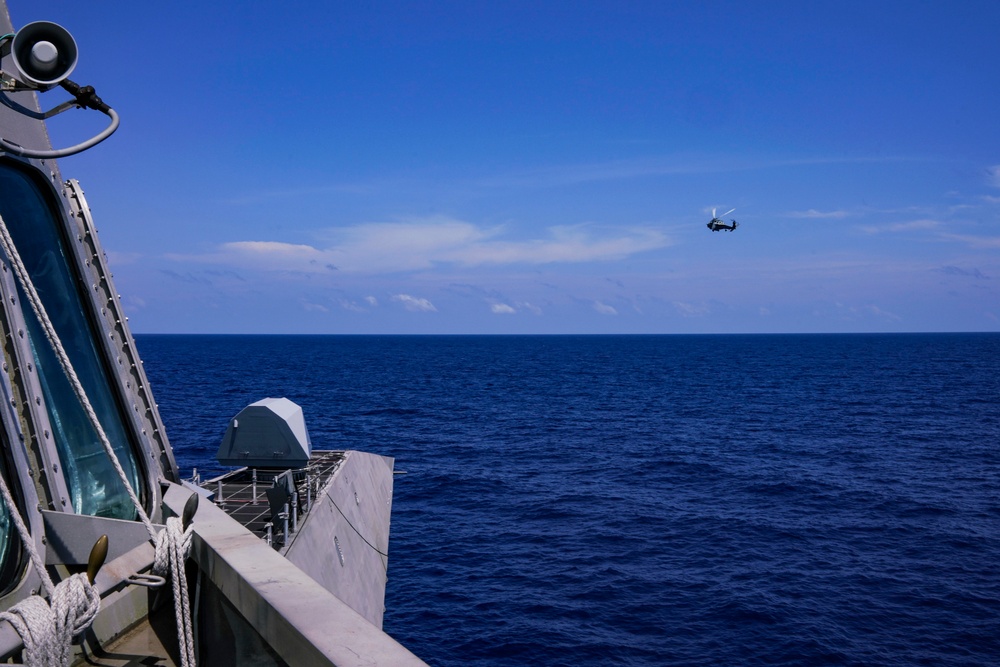 USS OAKLAND CONDUCTS FLIGHT OPERATIONS