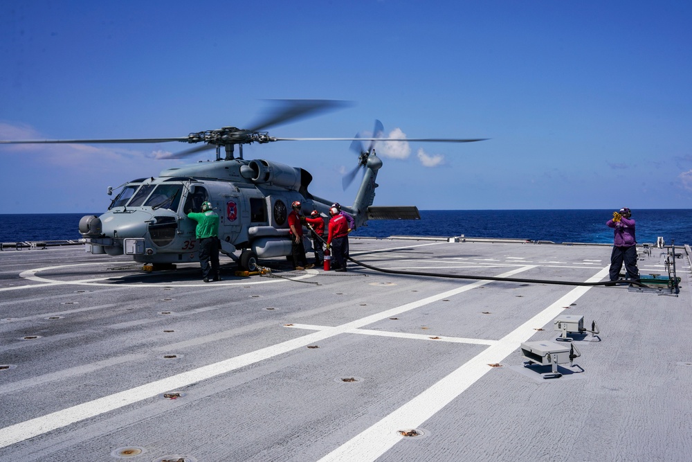 USS OAKLAND CONDUCTS FLIGHT OPERATIONS