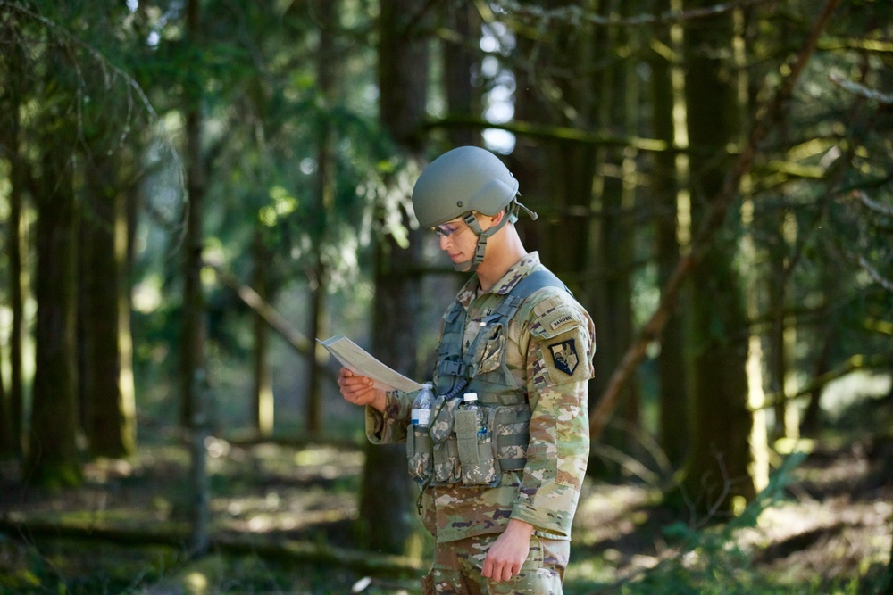 Soldier conducts Land Navigation During MIRC Non-Commissioned Officer of the Year and Soldier of the Year Competition