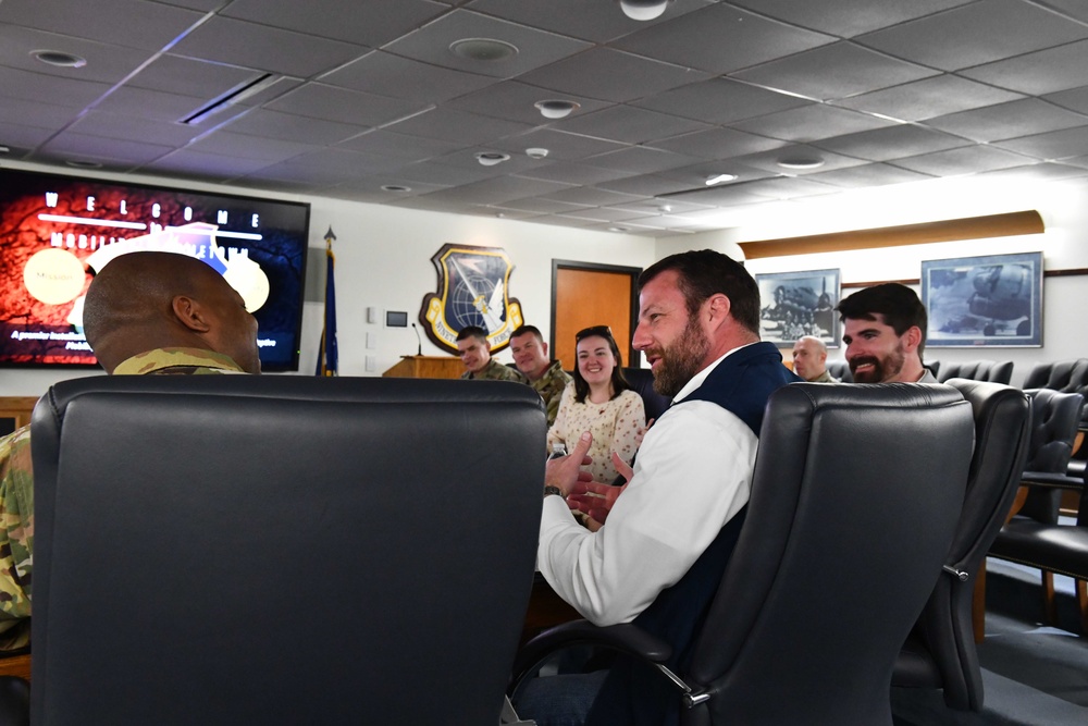 AAFB/97 AMW welcomes U.S. Sen. Mullin for inaugural visit