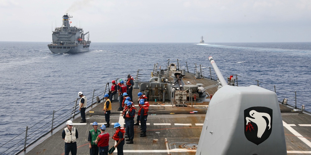 USS Milius (DDG 69) Conducts Underway Replenishment with USNS Tippecanoe (T-AO 199)