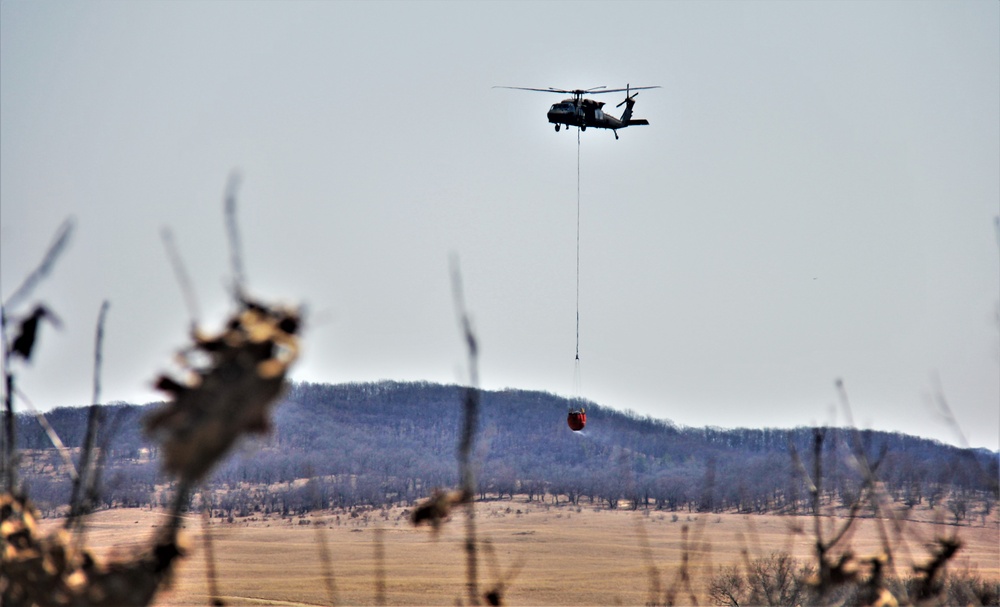 Wisconsin Army National Guard UH-60 Black Hawk crew holds 2023 Bambi bucket training at Fort McCoy