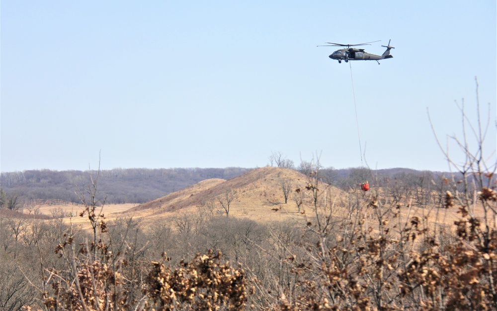 Wisconsin Army National Guard UH-60 Black Hawk crew holds 2023 Bambi bucket training at Fort McCoy