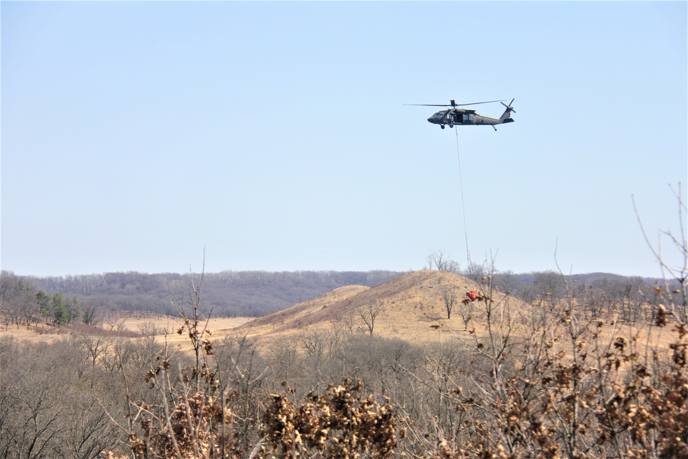 Wisconsin Army National Guard UH-60 Black Hawk crew holds 2023 Bambi bucket training at Fort McCoy