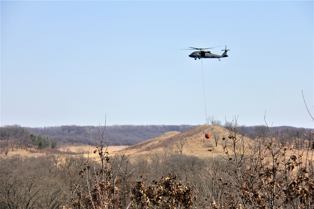 Wisconsin Army National Guard UH-60 Black Hawk crew holds 2023 Bambi bucket training at Fort McCoy