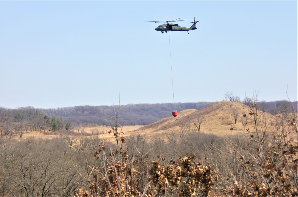 Wisconsin Army National Guard UH-60 Black Hawk crew holds 2023 Bambi bucket training at Fort McCoy