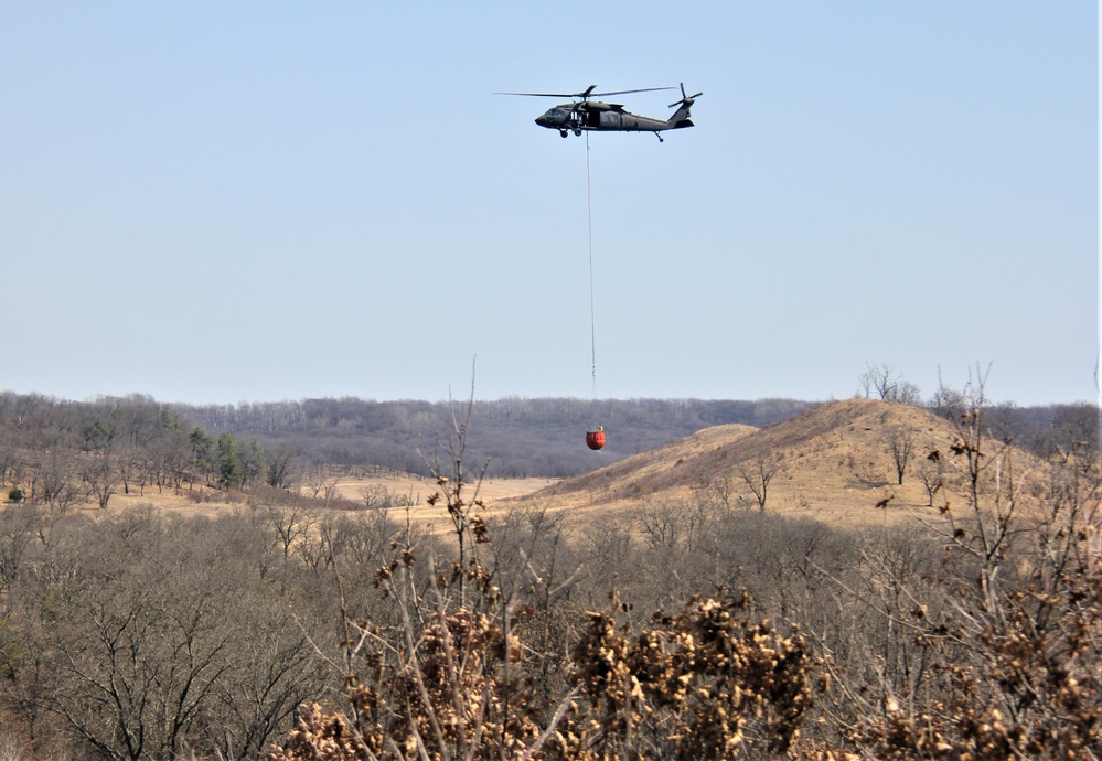 Wisconsin Army National Guard UH-60 Black Hawk crew holds 2023 Bambi bucket training at Fort McCoy