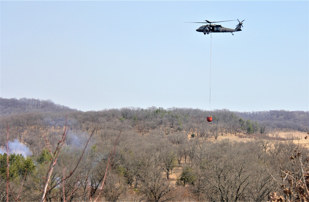 Wisconsin Army National Guard UH-60 Black Hawk crew holds 2023 Bambi bucket training at Fort McCoy