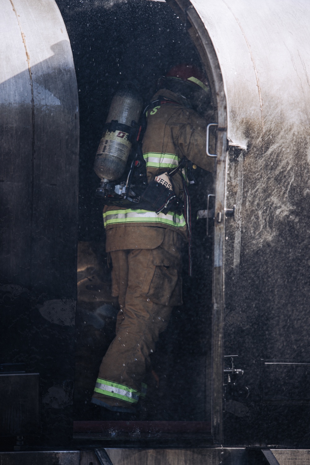 Aircraft Rescue and Firefighting Marines train with Burton Fire District for the upcoming 2023 MCAS Beaufort Air Show