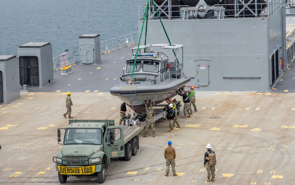 MSRON 11 and NCHB 14 Conducts LO-LO Operations aboard SS Cape Inscription (T-AKR-5076) during Adaptive Force Exercise (AFOX) in Port of Long Beach