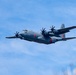 A C-130 from Wyoming Air National Guard's 153rd Airlift Wing performs a water drop during Modular Airborne Fire Fighting System (MAFFS) Spring Training 2023