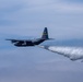 A C-130 from Nevada Air National Guard's 152nd Airlift Wing performs a water drop during Modular Airborne Fire Fighting System (MAFFS) Spring Training 2023