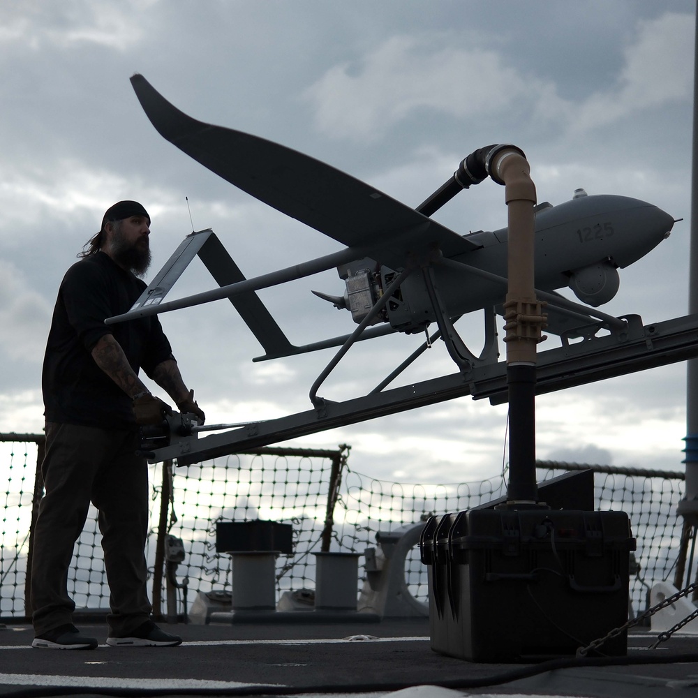 USS Milius (DDG 69) Conducts Unmanned Aerial Vehicle Operations