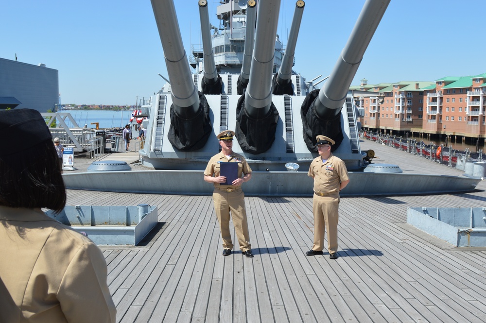 Re-enlistment ceremony aboard Battleship Wisconsin