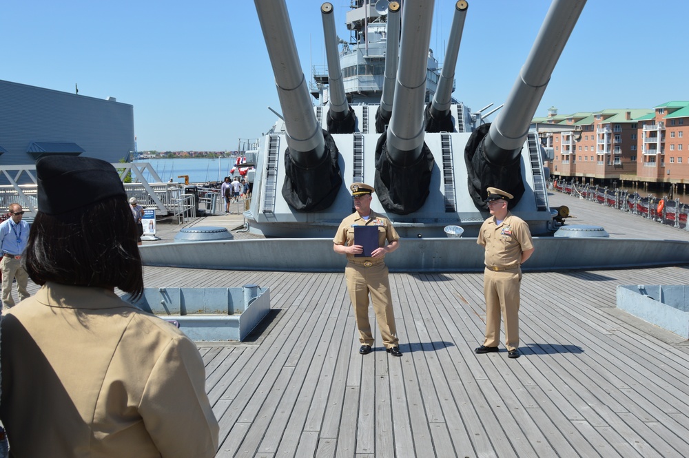 Re-enlistment ceremony aboard Battleship Wisconsin