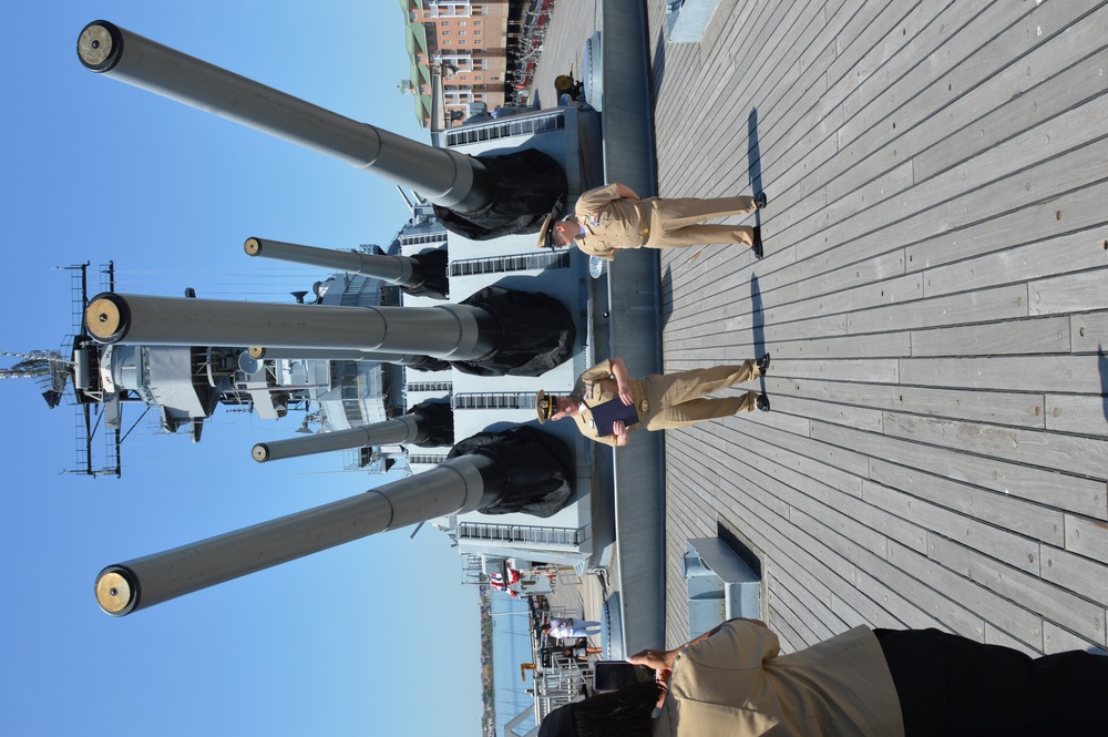 Re-enlistment ceremony aboard Battleship Wisconsin
