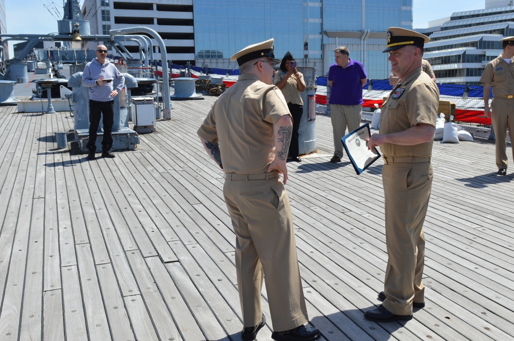 Re-enlistment ceremony aboard Battleship Wisconsin