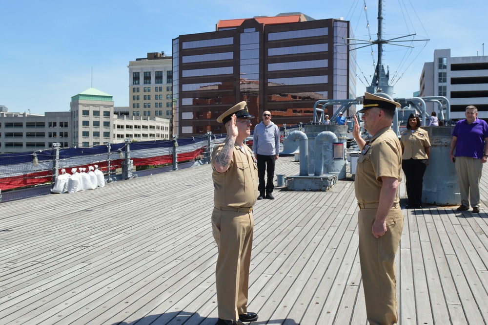 Re-enlistment ceremony aboard Battleship Wisconsin