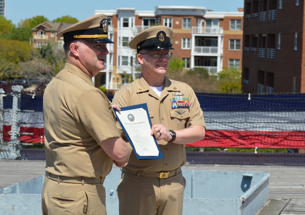 Re-enlistment ceremony aboard Battleship Wisconsin