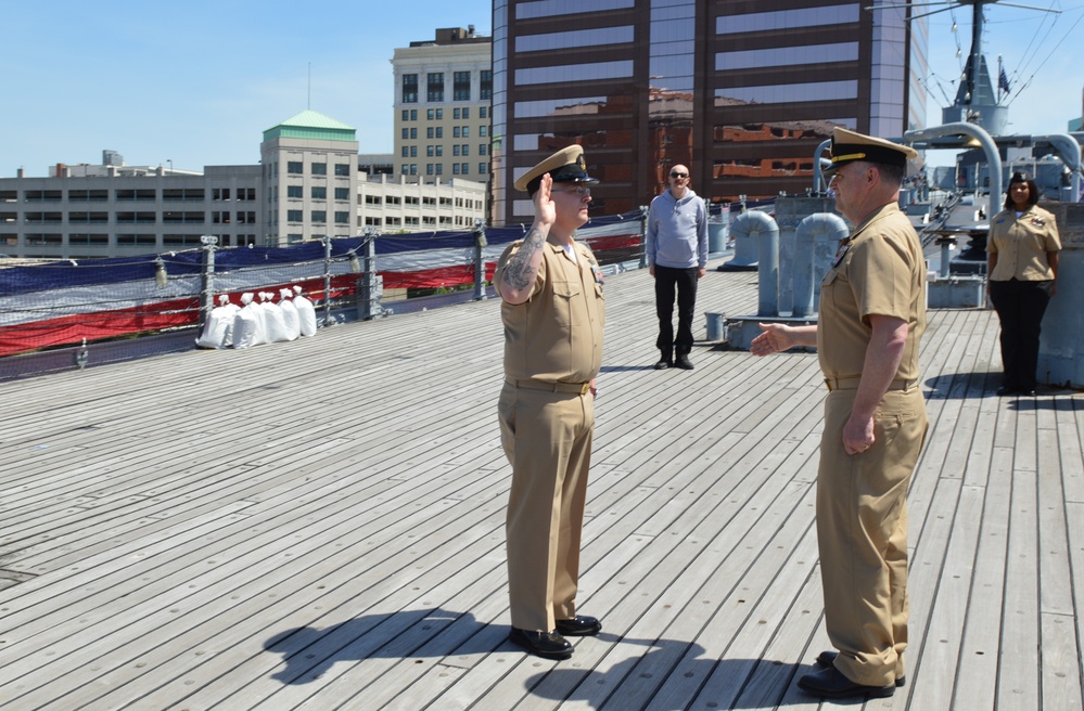 Re-enlistment ceremony aboard Battleship Wisconsin