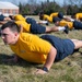 Recruits physically train at US Navy Recruit Training Command